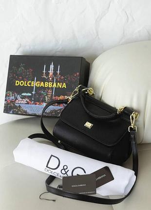 Стильная классическая женская сумка dolce gabbana sicily mini handbag black черная повседневная сумка мини дольче габана