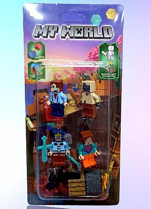 Набір мініфігурок minecraft lego (4 шт.) 4010