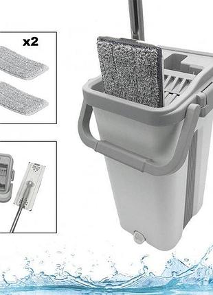 Швабра з відром комплект scratch cleaning mop g3 middle з автоматичним віджимом і складною ручкою