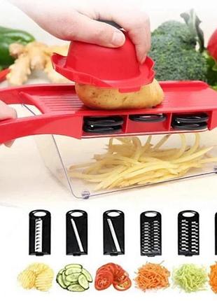 Овощерезка - мультислайсер mandoline slicer 6 in 1 · терка – шинковка для овощей и фруктов c контейнером