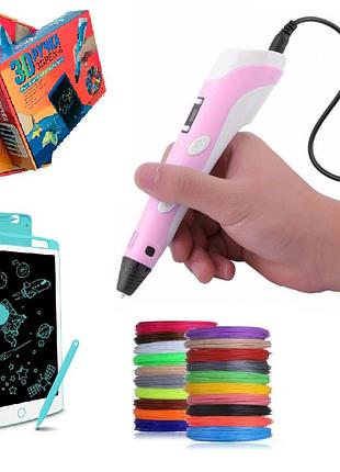 3d pen-6 великий набір для творчості 3д ручка з lcd дисплеєм, графічний планшет, 100 м пластику та трафарети в комплекті