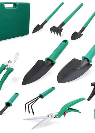 Набір садових інструментів 10 в 1 з кейсом garden instrumen • компактний комплект для городу та дачі