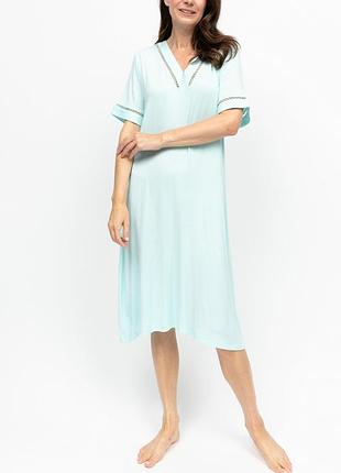 Сорочка нічна nora rose juliette 2384 жіноча м'яка із трикотажного модалу з мереживом 12/m зелений (5051877661707)