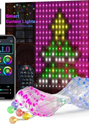 Гірлянда smart-штора sfk-08 святкова led-гірлянда для дому ∙ світлодіодна штора з додатком sfk-08 20 ниток по 20 led