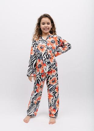 Піжама для дівчинки cyberjammies nicole 7017 8-9 лет/134 см чорний з квітковим принтом (5051877472952)