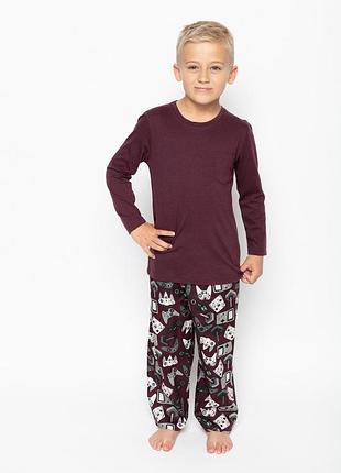 Детская пижама для мальчика cyberjammies jack 6651 тонкая хлопок премиум качество зимняя коллекция 4-5 лет/110 см бордовый с