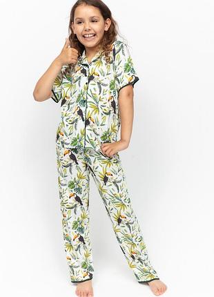 Піжама для дівчинки cyberjammies gabrielle 7072 6-7 лет/122см білий з принтом тукана (5051877481909)