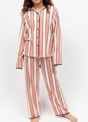 Піжама для дівчинки cyberjammies bonnie 7206str 10-11 лет/146 см рожево-білий зі смугастим принтом (5051877619074)