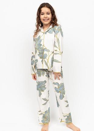 Піжама для дівчинки cyberjammies piper 7127 4-5 років/110 см білий з квітковим принтом (5051877530607)