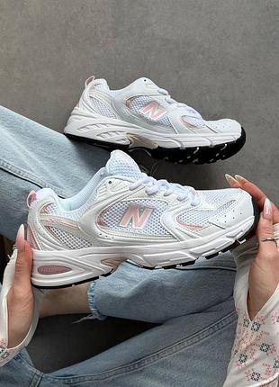 Женские белые кроссовки new balance 530 white silver pink х нью беланс 39