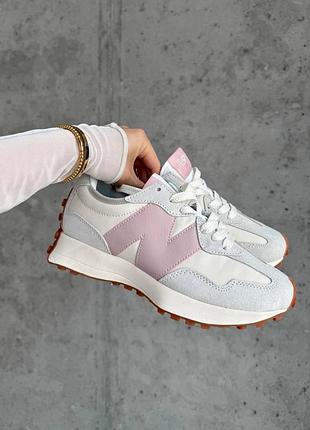 Жіночі сірі кросівки new balance 327 pink blue white х нью беланс 38