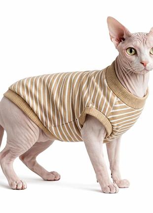 Кофта для котов diego, размер 3 бежевая полоска