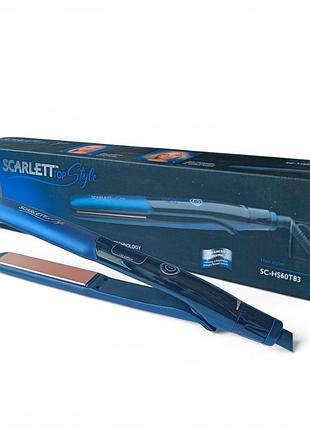 Щипцы стайлер выпрямитель для волос бытовой синий 42 вт scarlett sc-hs60t83