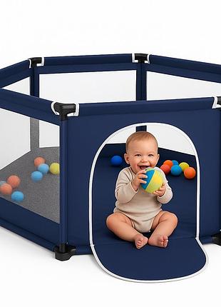 Детский игровой манеж для детей складной детский манеж 120х100х55см blue sx-34