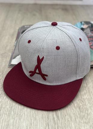 Кепка снепбек (snapback) atlanta braves серый с бордовым 56-61р (9102)