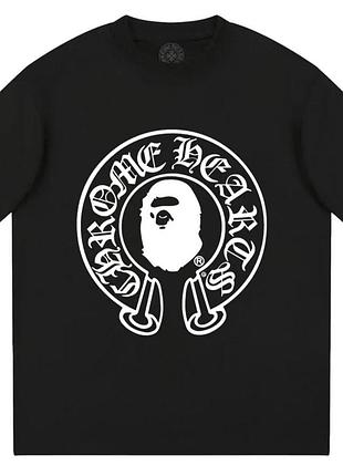 Футболка chrome hearts x bape baby milo logo унисекс хром хартс черная