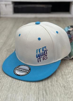 Кепка снепбек (snapback) what it is кремовый с голубым 56-61р (9107)