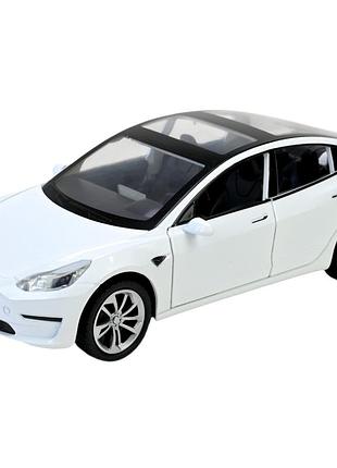 Іграшкова модель автомобіля tesla model 3 1:24 металева інерція світлові та звукові ефекти відкривні двері капот багажник