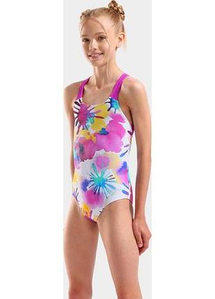 Купальник слитный для девушек arena spraying swimsuit swim pro bac белый, розовый 152 см