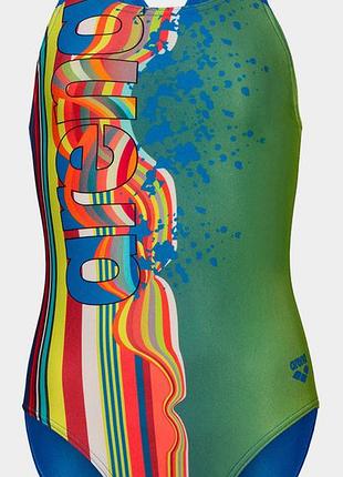 Купальник для дівчат arena palette swimsuit swim pro back блакитний, жовтий, мультикольор діт