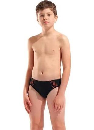 Плавки-сліпи для хлопчиків arena poseidonia swim briefs чорний, кораловий дитячий 140 см (009009-504)