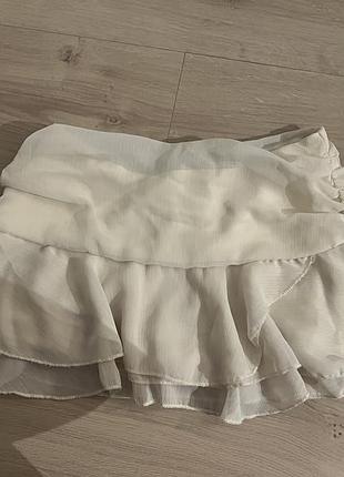 Міні біла спідниця з воланами coquette y2k mini skirt мини юбка белая с рюшками кокет