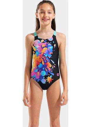 Купальник для девочек arena painting swimsuit v back черный 152 см (010744-580)