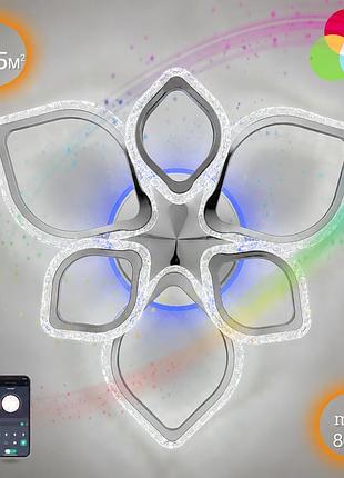 Управляемая светодиодная люстра luminaria с пультом и приложением luminaria azalia rgb 80w 6r chrome/ice