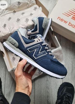 Сині кросівки new balance 574 blue grey black х нью беланс 44