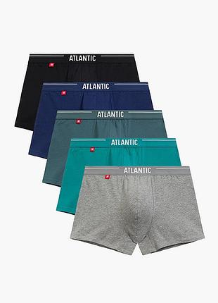 Комплект чоловічих боксерів спортивного крою низької посадки atlantic 5smh-004 5-пак чорний/блакитний/зелений/сірий xxl