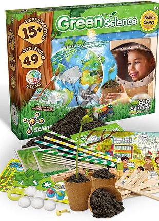 Научный набор fun science science scienceza green eco science stem – 15+ экспериментов, 49 элементов, 6+