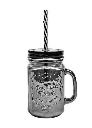 Кухоль-банка з кришкою і трубочкою "ice cold drink" 450мл топ продаж!