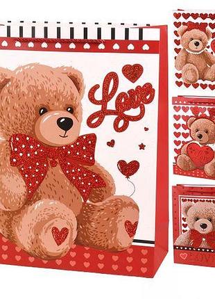 Пакет подарунковий паперовий s "teddy love" 18*24*8.5см топ продаж!
