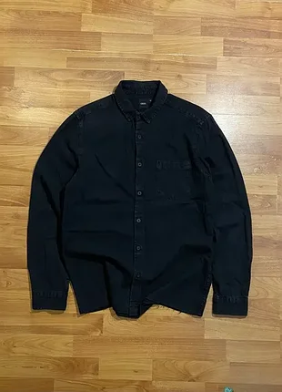 (s-m) черная рубашка asos  чорна сорочка хлопковая хлопок