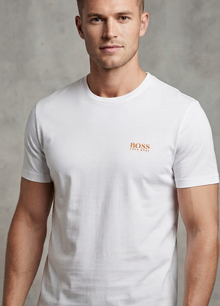Брендовая белая мужская футболка boss hugo boss (размер l)