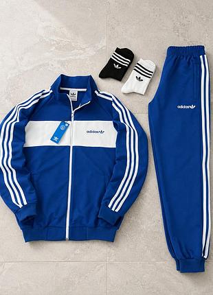 Синий спортивный костюм adidas с кофтой на молнии, современный комплект адидас с брюками, мужской костюм на весну и осень xl
