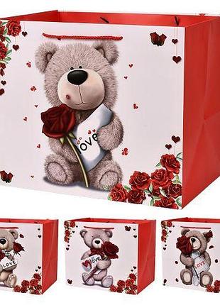 Пакет подарунковий паперовий l "teddy love" 31*37*26см топ продаж!