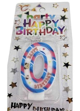 Свічка-цифра 0 happy birthday з топером арт.076 тм prc