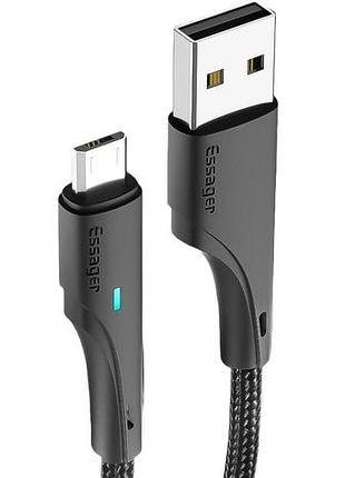 Кабель essager rousseau usb to micro 2.4a fast charging cable 1 м black (excm-ls01)