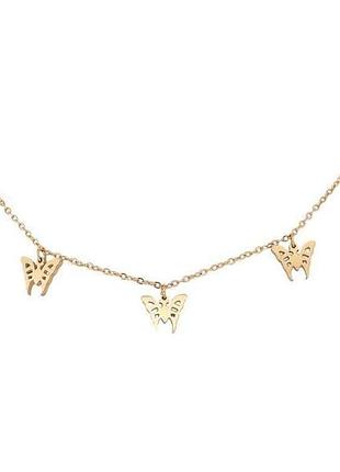 Колье ттм stainless steel 14к бабочки 45-50см*1,5мм арт.308126 тм xuping
