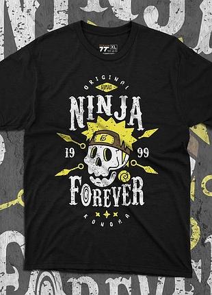 Футболка для подростка мальчика с принтом наруто ninja forever размер s/m/l (рост от 164 до 182 ) anime10098