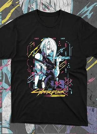 Футболка для подростка мальчика с принтом cyber punk lucy размер s/m/l (рост от 164 до 182 ) anime11026