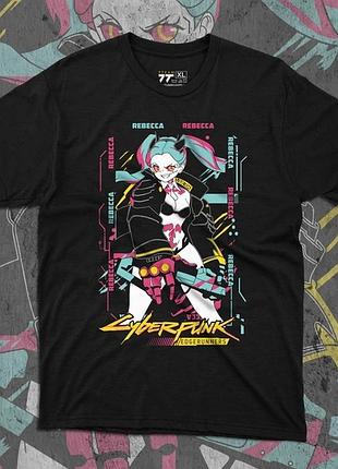 Футболка для подростка мальчика с принтом cyber punk rebecca 2 размер s/m/l (рост от 164 до 182 ) anime11020