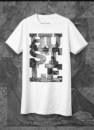 Футболка для подростка мальчика с принтом hustle w размер s/m/l (рост от 164 до 182 ) anime10042