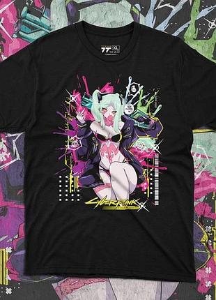 Футболка для подростка мальчика с принтом cyber punk rebecca размер s/m/l (рост от 164 до 182 ) anime10787