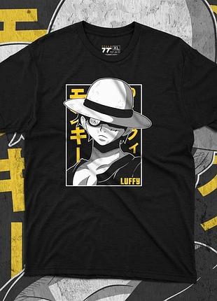 Футболка для подростка мальчика с принтом ван пис luffy black размер s/m/l (рост от 164 до 182 ) anime10191