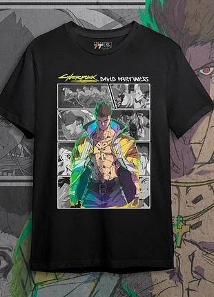 Футболка для подростка мальчика с принтом cyber punk david martinez 2 размер s/m/l (рост от 164 до 182 ) anime11057