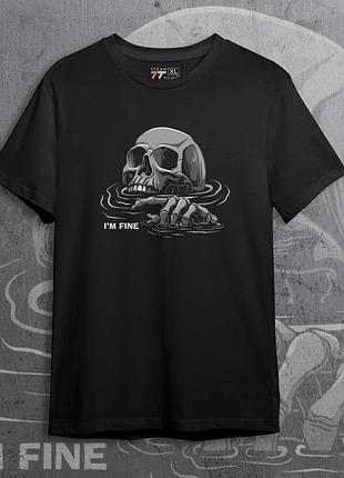 Футболка для подростка мальчика с принтом i'm fine размер s/m/l (рост от 164 до 182 ) anime10111