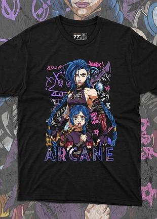 Футболка для подростка мальчика с принтом arcane jinx размер s/m/l (рост от 164 до 182 ) anime10764
