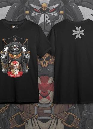 Футболка для подростка мальчика с принтом warhammer 40k black templare размер s/m/l (рост от 164 до 182 ) anime10762